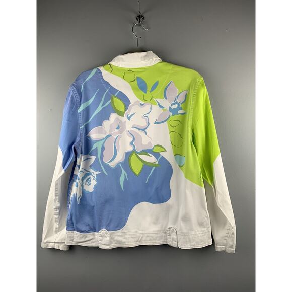 BLAST Jacket Womens Large Vintage white/multi full zip beaded - Picture 2 of 6